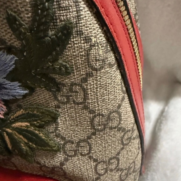 Gucci Backpack Monogram GG Supreme Flower Snake Patches Small Red